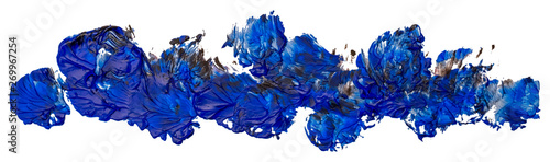 Blue spots oil paint beautiful texture, formed a long strip, hand painted, isolated on a white background. EPS10 vector illustration.