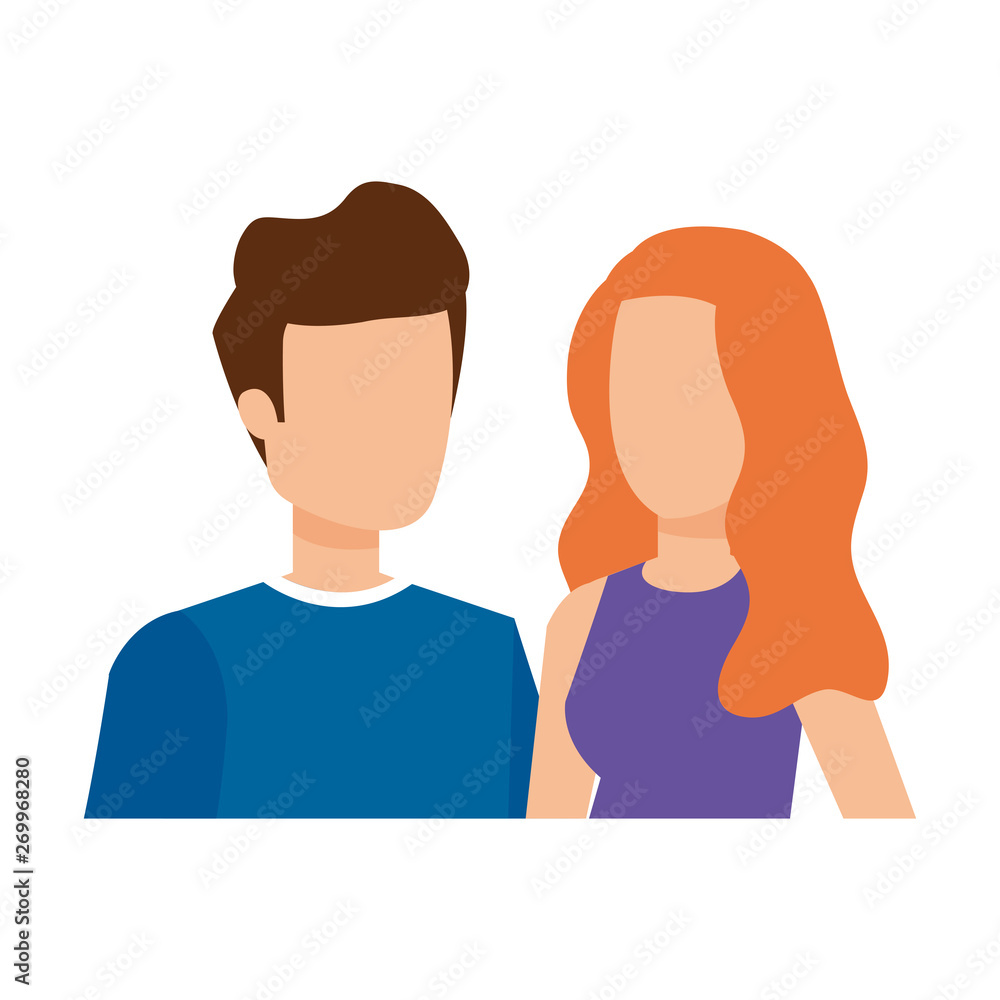 Fototapeta premium young couple lovers avatars characters