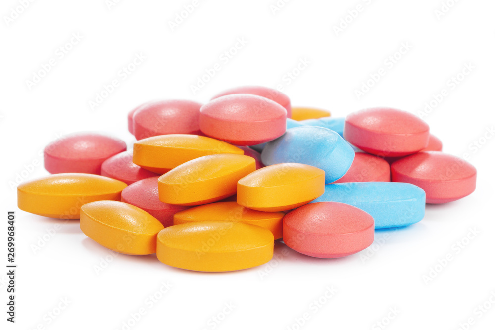 colorful pills isolated on white colorful pills isolated on white