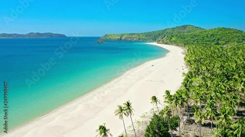 Amazing aerial view of Nacpan beach on Palawan, Philippines