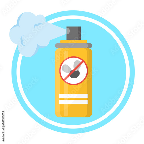 Repellent spray in the yellow bottle. Protection
