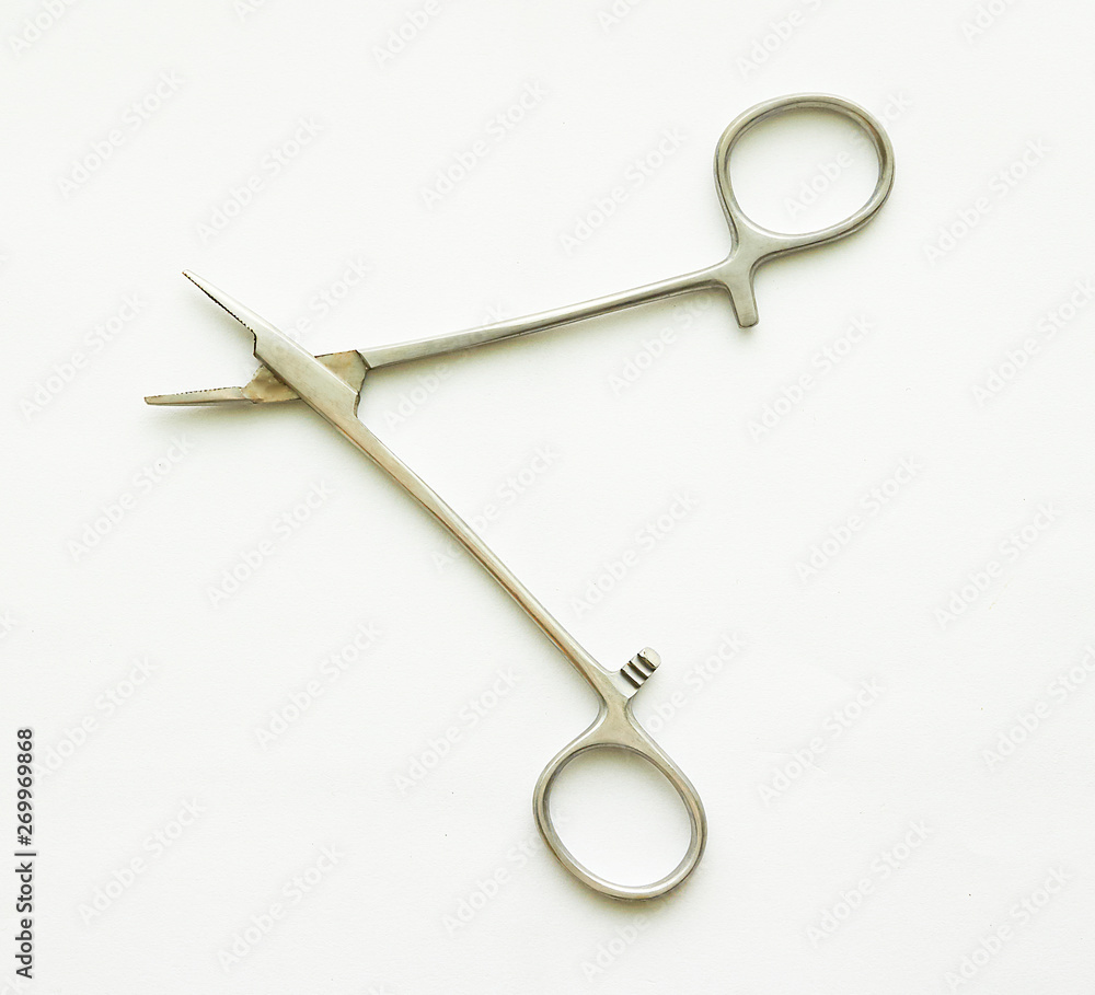 needle holder forceps on white background needle holder forceps on white background