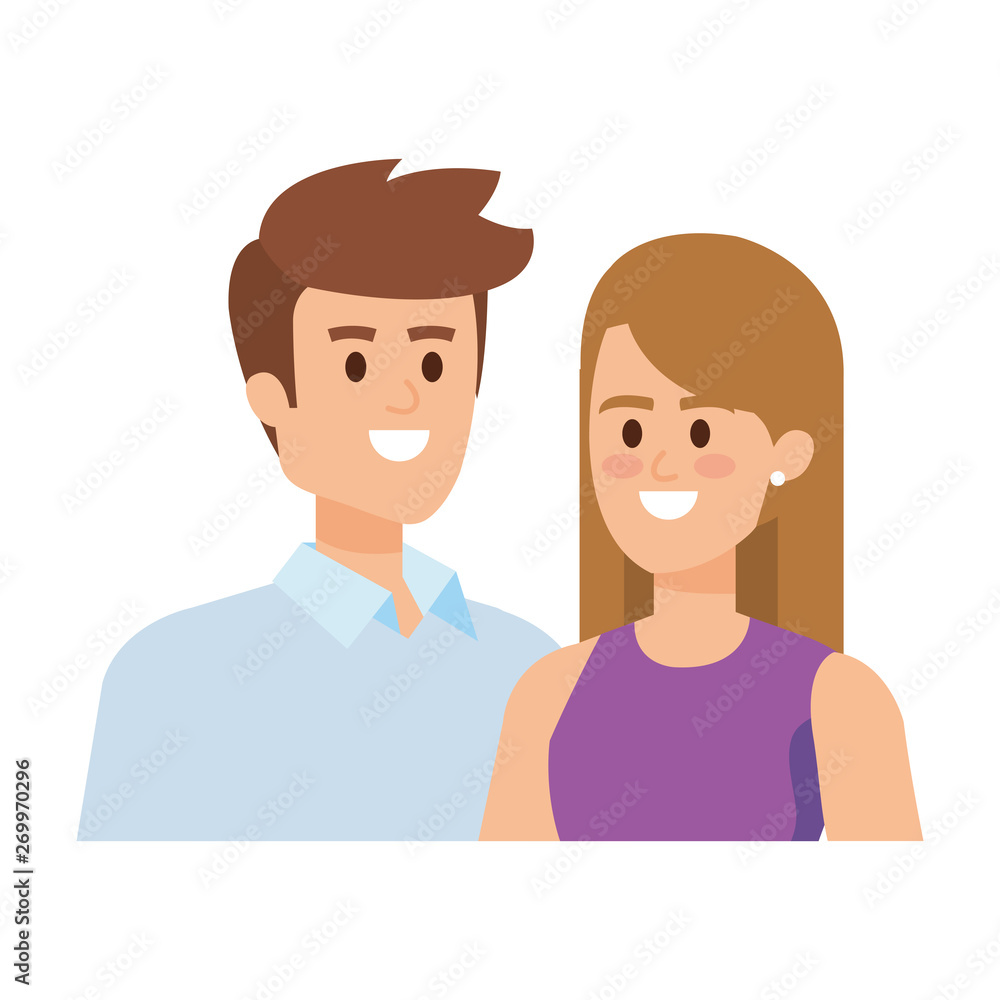 young couple lovers avatars characters young couple lovers avatars characters