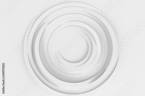 Abstract volume background with the image of a random rotating thin rings. 3D illustration