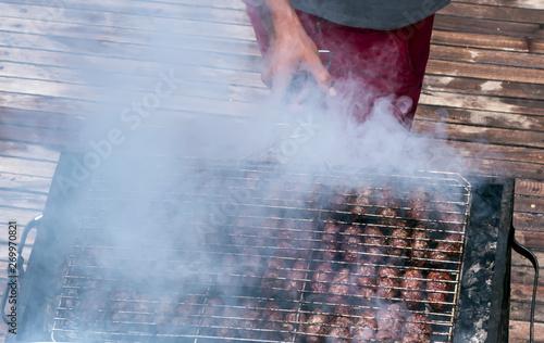 Grill smoke cooking Kebabs Grilling
