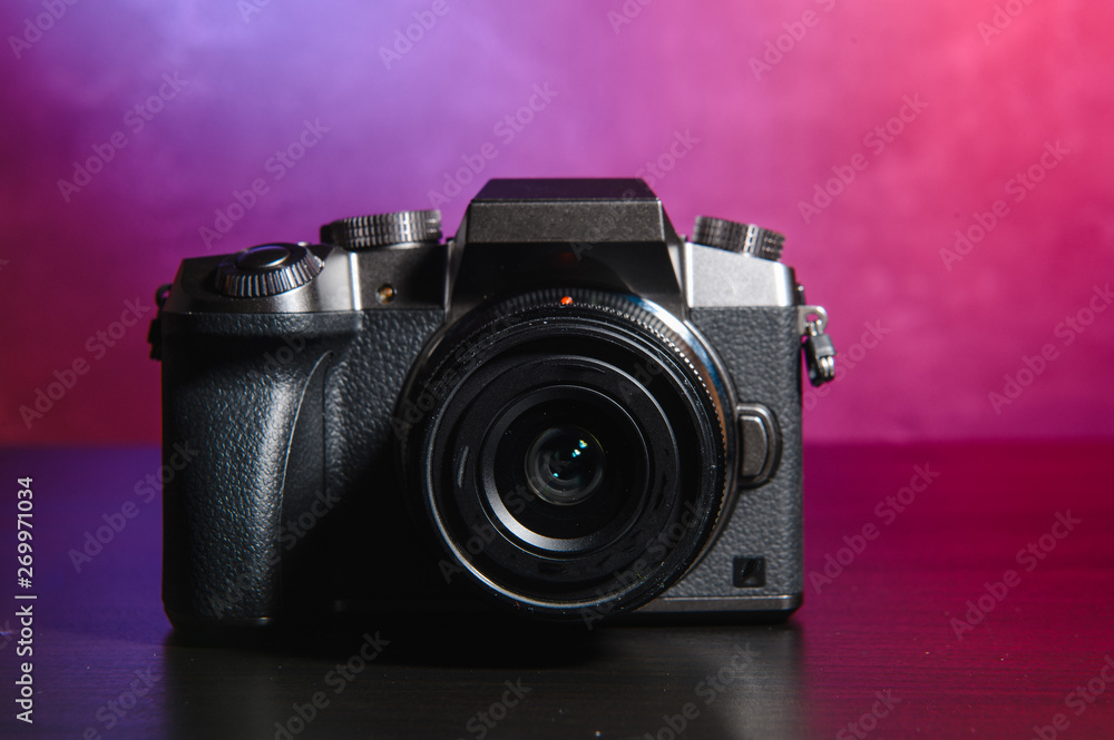 Professional modern DSLR camera .Digital modern photo camera 