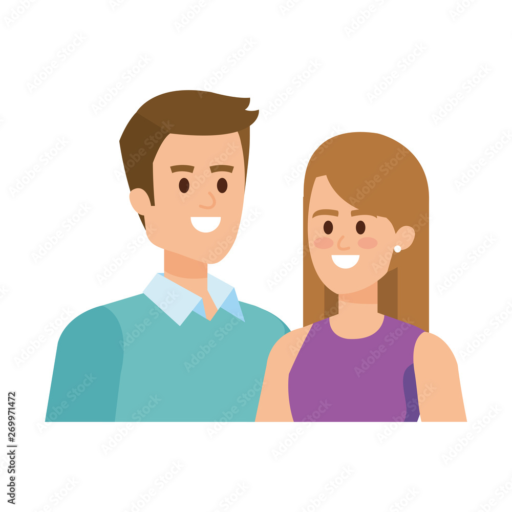 young couple lovers avatars characters