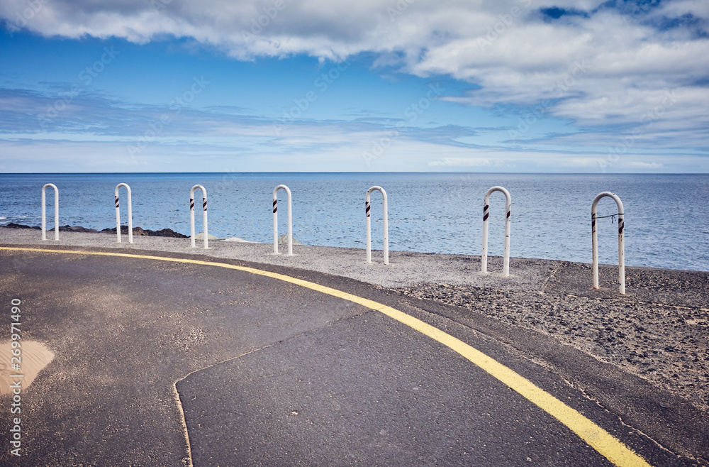 Ocean drive road, travel concept, color toning applied, Tenerife, Spain.