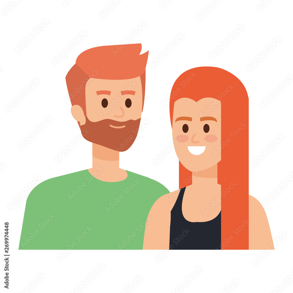 Fototapeta premium young couple lovers avatars characters