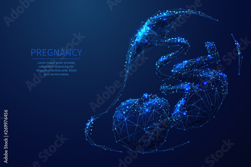 Pregnancy low poly wireframe illustration