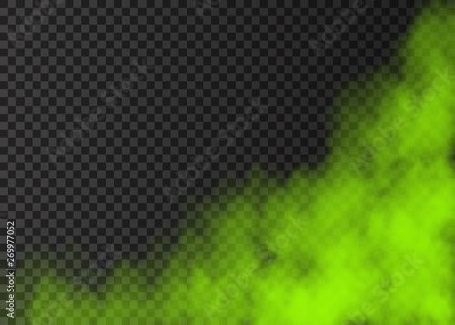 Green smoke  or fog isolated on transparent background.