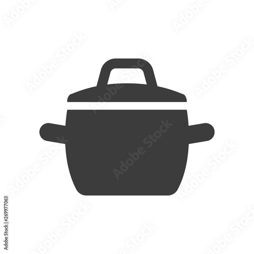 Stew pan icon on white background.