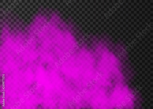 Violet smoke  or fog isolated on transparent background.
