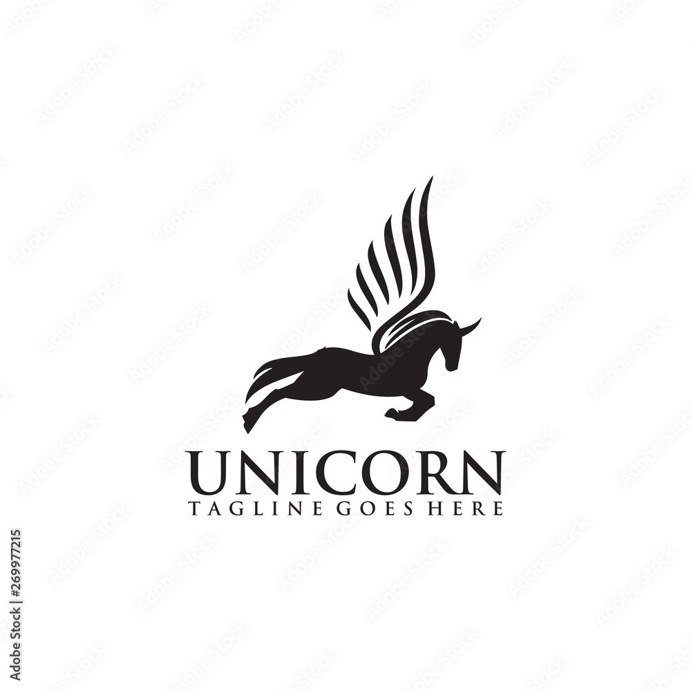 Naklejka premium Unicorn logo design vector template