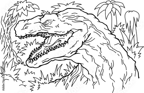 Coloring book dinosaur vector illustration. photo