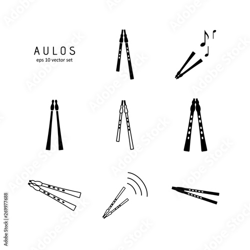 Aulos - vector icon set.