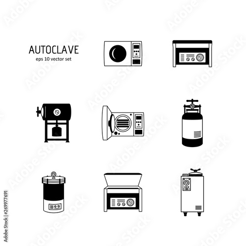 Autoclave - vector icon set on white background.