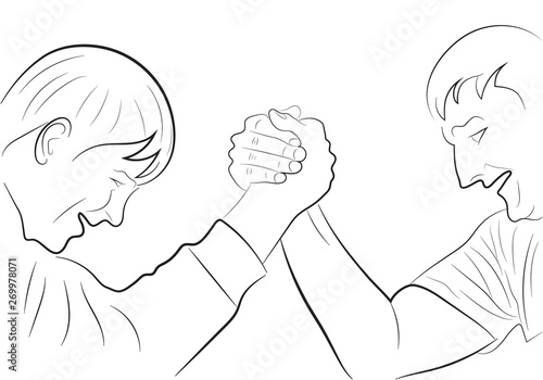 Arm Wrestling. Vector Illustration.