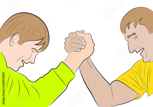 Arm Wrestling. Vector Illustration.