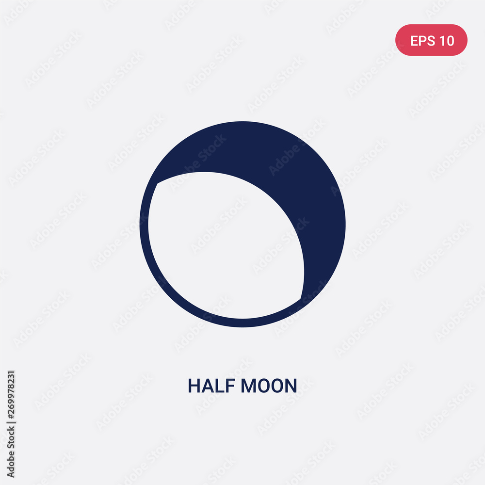 two color half moon vector icon from astronomy concept. isolated blue half moon vector sign symbol can be use for web, mobile and logo. eps 10