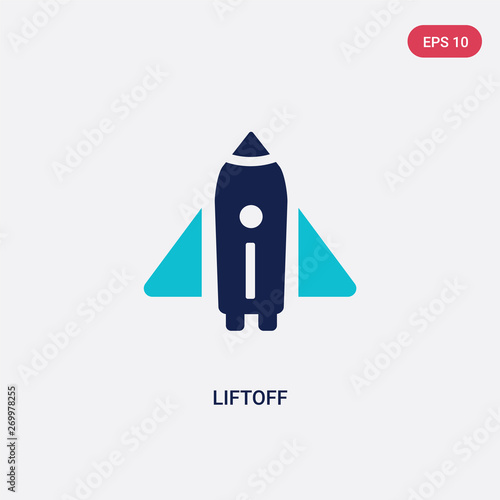two color liftoff vector icon from astronomy concept. isolated blue liftoff vector sign symbol can be use for web, mobile and logo. eps 10