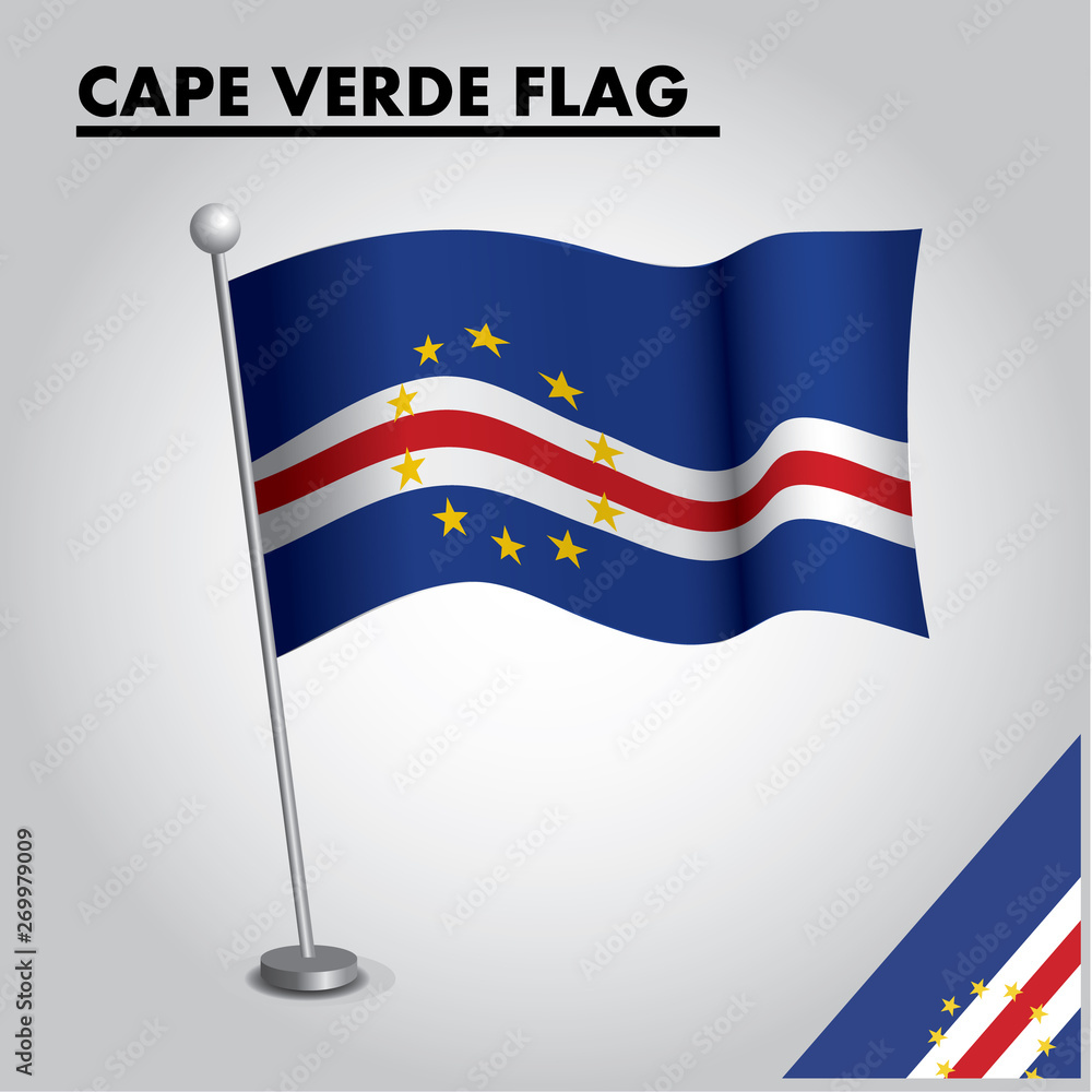 Fototapeta premium CAPE VERDE flag icon. National flag of CAPE VERDE on a pole