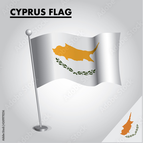CYPRUS flag icon. National flag of CYPRUS on a pole