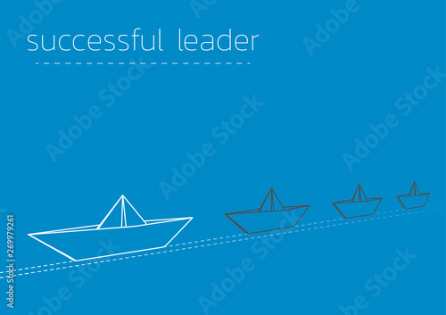 successful leader with a folded paper boat