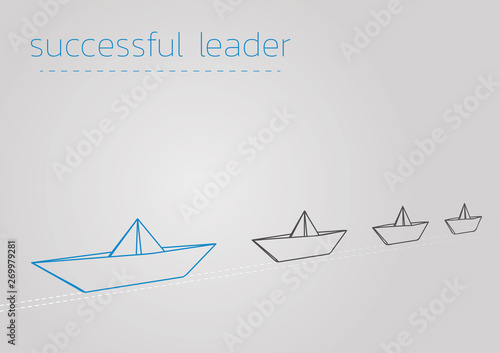 successful leader with a folded paper steamboat