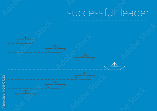 successful leader with a folded paper steamboat