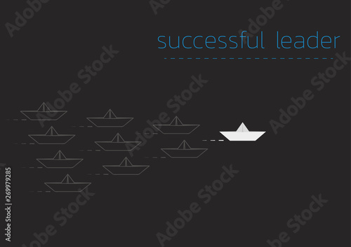 successful leader with a folded paper steamboat