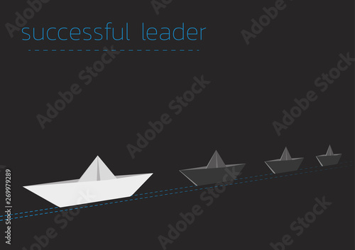 successful leader with a folded paper steamboat