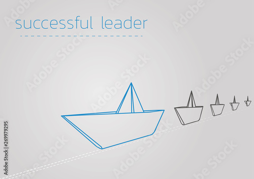 successful leader with a folded paper steamboat
