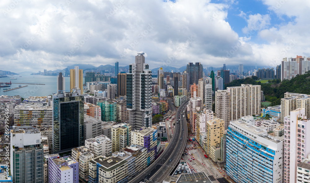 Fototapeta premium Top view of Hong Kong residential district