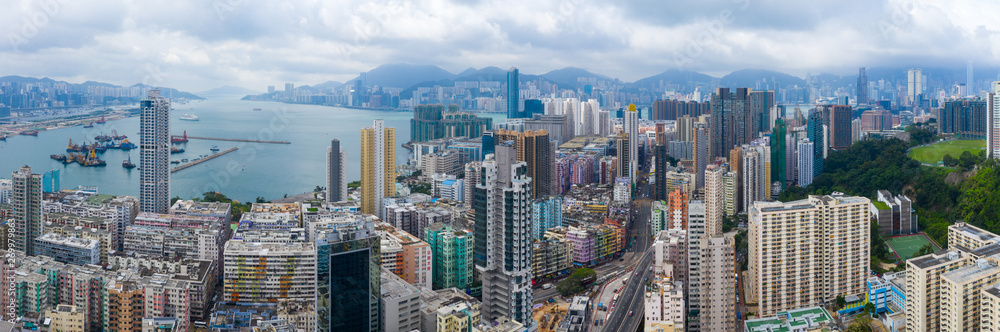 Fototapeta premium Top view of Hong Kong residential district
