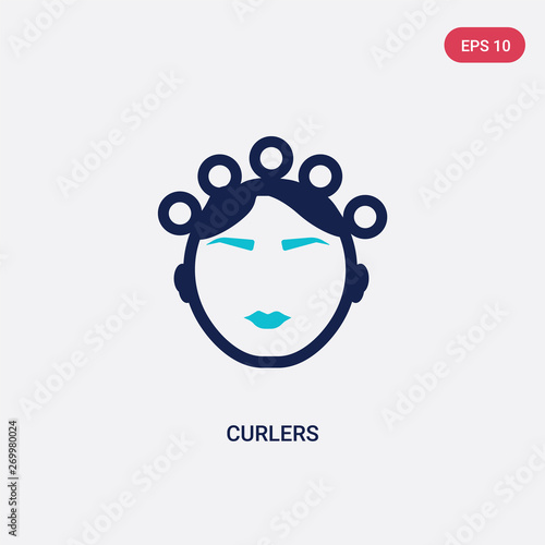 two color curlers vector icon from beauty concept. isolated blue curlers vector sign symbol can be use for web, mobile and logo. eps 10