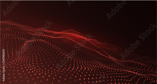 Abstract background with red neon dotted digital pattern.