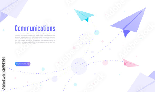 Communications of business with paper plane concept . web design. Vector illustration
