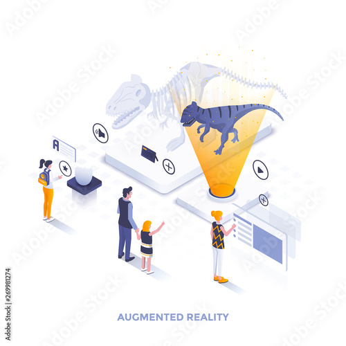Flat color Modern Isometric Illustration design - Augmented Reality
