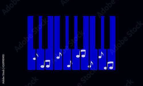 Piano keys color vector illustration.