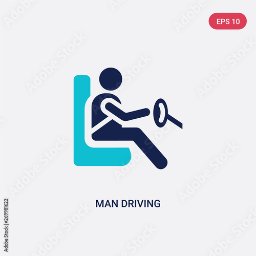 two color man driving vector icon from behavior concept. isolated blue man driving vector sign symbol can be use for web, mobile and logo. eps 10