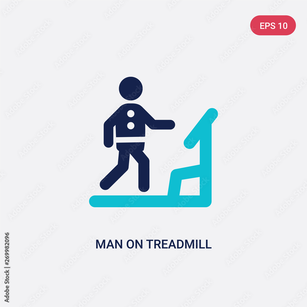 two color man on treadmill vector icon from behavior concept. isolated blue man on treadmill vector sign symbol can be use for web, mobile and logo. eps 10