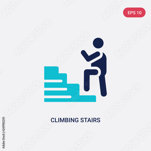 two color climbing stairs vector icon from behavior concept. isolated blue climbing stairs vector sign symbol can be use for web, mobile and logo. eps 10