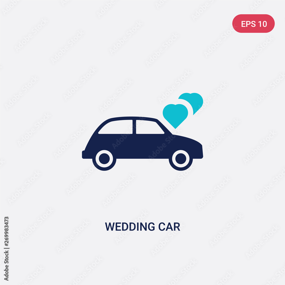 two color wedding car vector icon from birthday party and wedding concept. isolated blue wedding car vector sign symbol can be use for web, mobile and logo. eps 10