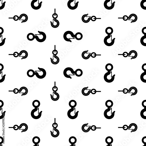 Crane Hook Icon Seamless Pattern, Tow Hook