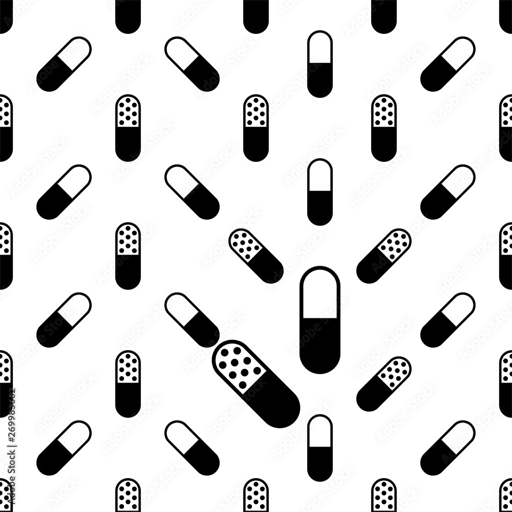 Capsule Pill Icon Seamless Pattern, Medicine Capsule Pill Icon, Pharmaceutical Dosage Capsule Pill Icon Seamless Pattern, Medicine Capsule Pill Icon, Pharmaceutical Dosage