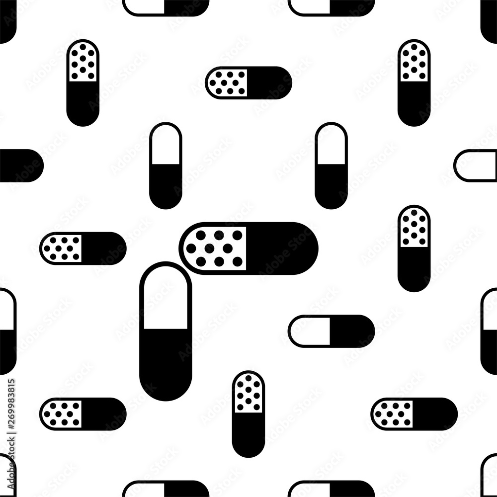 Capsule Pill Icon Seamless Pattern, Medicine Capsule Pill Icon, Pharmaceutical Dosage