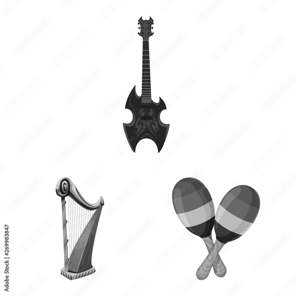 Isolated object of music and tune symbol. Set of music and tool vector icon for stock.