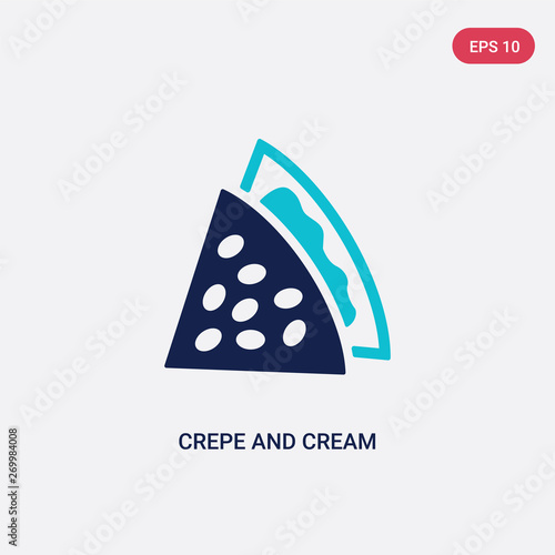 two color crepe and cream vector icon from bistro and restaurant concept. isolated blue crepe and cream vector sign symbol can be use for web, mobile logo. eps 10