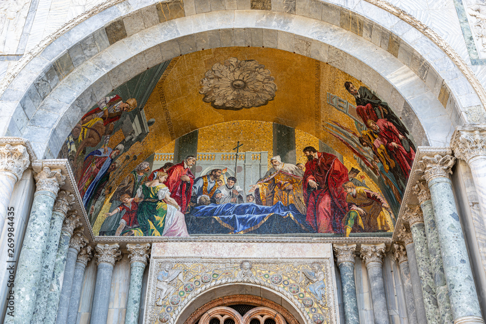 San Marco square (Piazza San Marco), Venice. Mosaic decor element of St Mark's Basilica (Basilica San Marco)